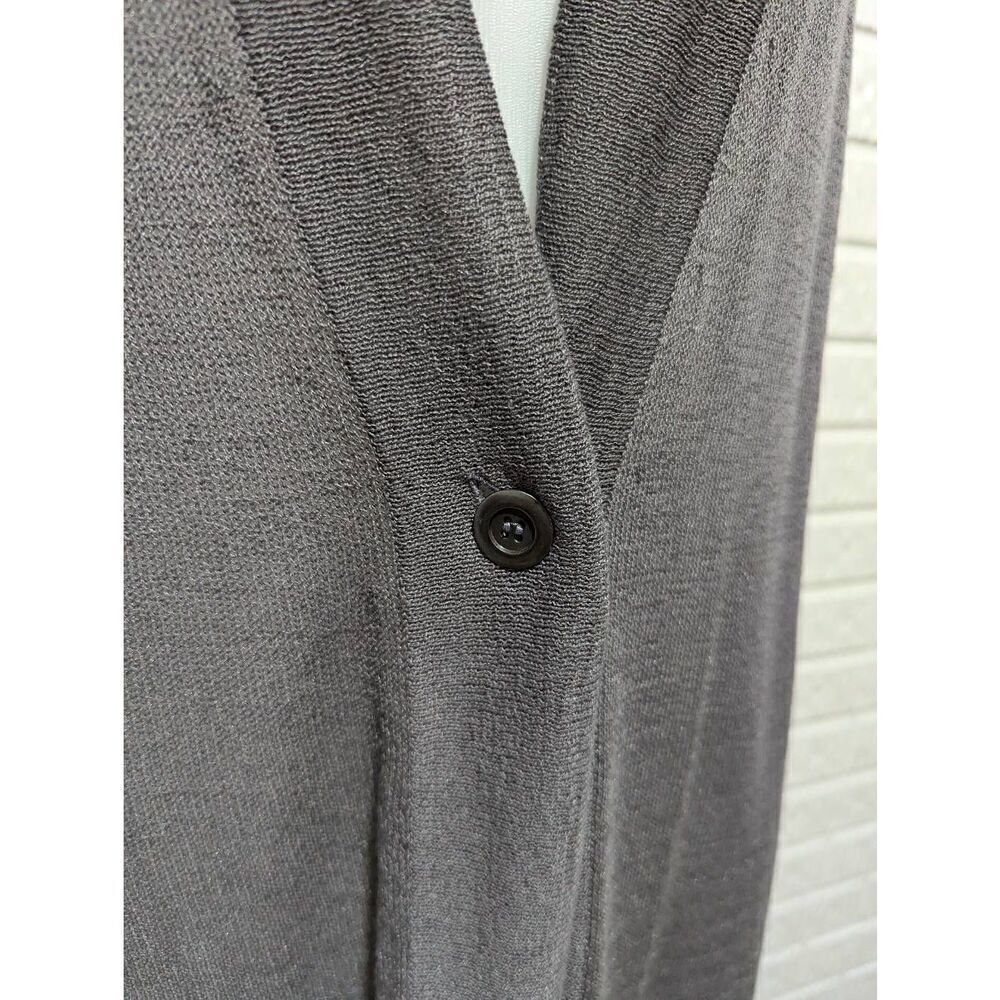 Soft Surroundings Women's Gray Light-Weight Long-Sleeve One-Button Cardigan Swea - Picture 3 of 8